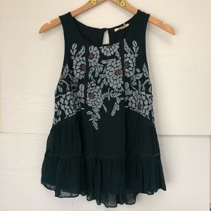 Anthropologie Embroidered Sleeveless Blouse